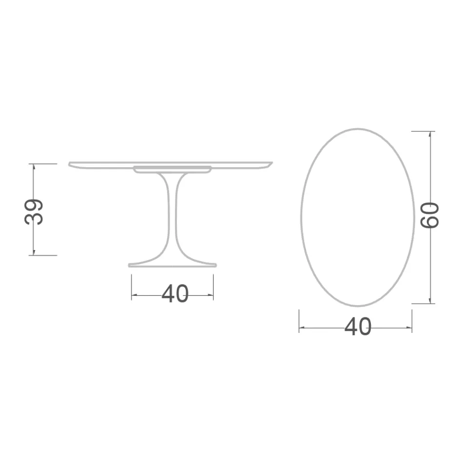 Mesa de Centro Tulipa Eero Saarinen H 39 Oval em Mármore Caracatta Dourado Fabricado na Itália Viadurini