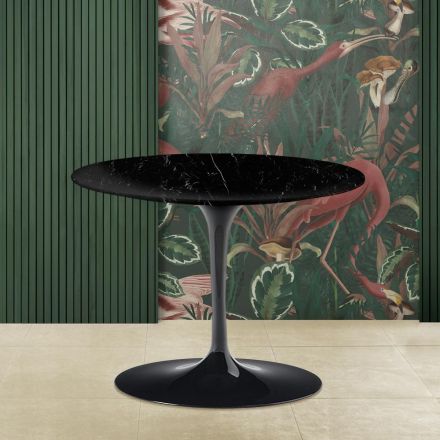 Mesa de centro Tulipa Eero Saarinen H 41 com tampo redondo de mármore preto Marquinia Viadurini