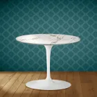 Mesa de centro Tulip de Eero Saarinen, 104 cm de altura, em cerâmica Aura 22, fabricada na Itália - cor Scarlet Viadurini