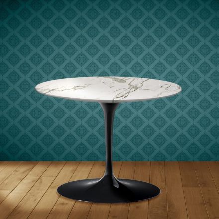 Mesa de centro Tulip de Eero Saarinen, 104 cm de altura, em cerâmica Aura 22, fabricada na Itália - cor Scarlet Viadurini