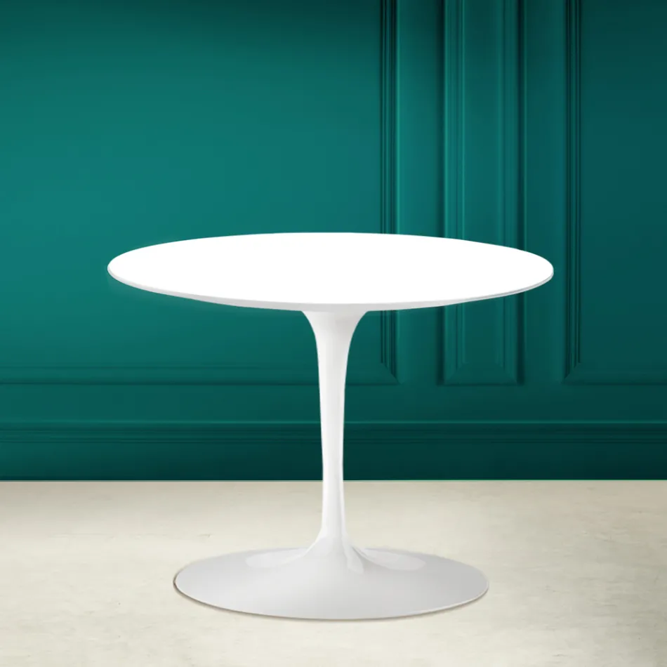 Mesa de Centro Tulipa Eero Saarinen H 41 em Cerâmica Branca Absoluta Made in Italy - Escarlate Viadurini