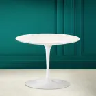 Mesa de Centro Tulipa Eero Saarinen H 41 em Cerâmica Diamante Creme Feito na Itália - Escarlate Viadurini