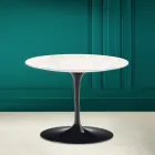Mesa de Centro Tulipa Eero Saarinen H 41 em Cerâmica Diamante Creme Feito na Itália - Escarlate Viadurini