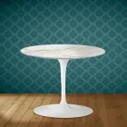 Mesa de centro Tulip de Eero Saarinen, 104 cm de altura, em cerâmica polida, fabricada na Itália - Vermelho Escarlate Viadurini