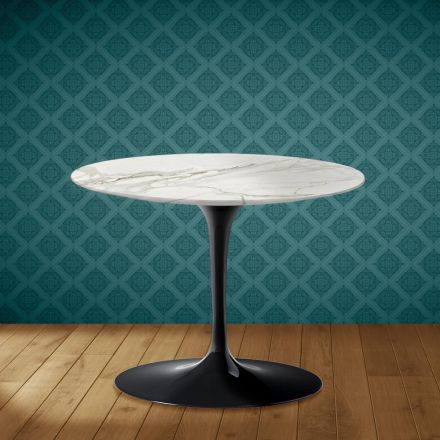 Mesa de centro Tulip de Eero Saarinen, 104 cm de altura, em cerâmica polida, fabricada na Itália - Vermelho Escarlate Viadurini