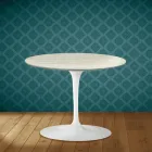 Mesa de centro Tulip de Eero Saarinen, 41 cm de altura, em cerâmica Marmorio, fabricada na Itália - Vermelho Escarlate Viadurini