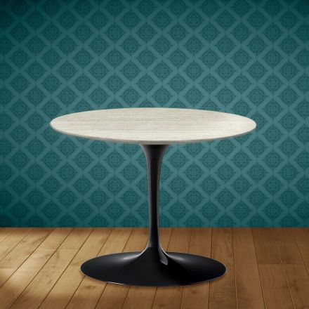 Mesa de centro Tulip de Eero Saarinen, 41 cm de altura, em cerâmica Marmorio, fabricada na Itália - Vermelho Escarlate Viadurini