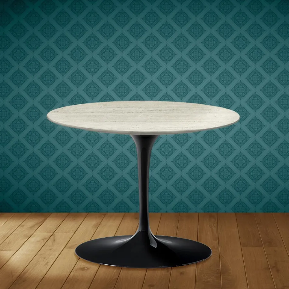 Mesa de centro Tulip de Eero Saarinen, 41 cm de altura, em cerâmica Marmorio, fabricada na Itália - Vermelho Escarlate Viadurini