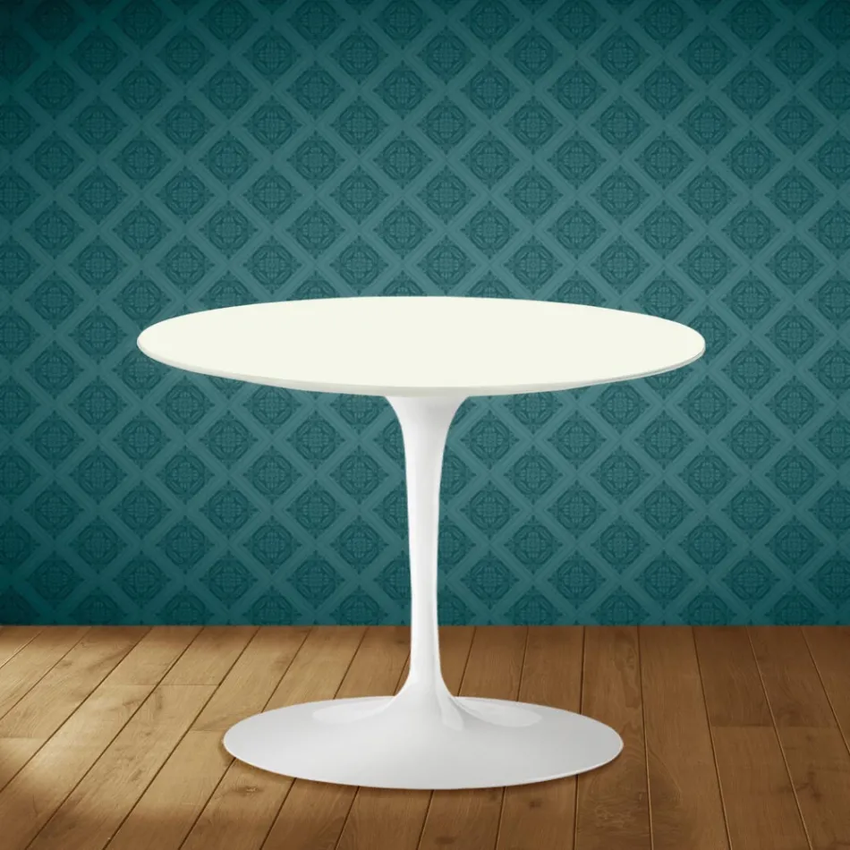 Mesa de centro Tulip de Eero Saarinen, 41 cm de altura, em cerâmica Moonè, fabricada na Itália - cor escarlate Viadurini