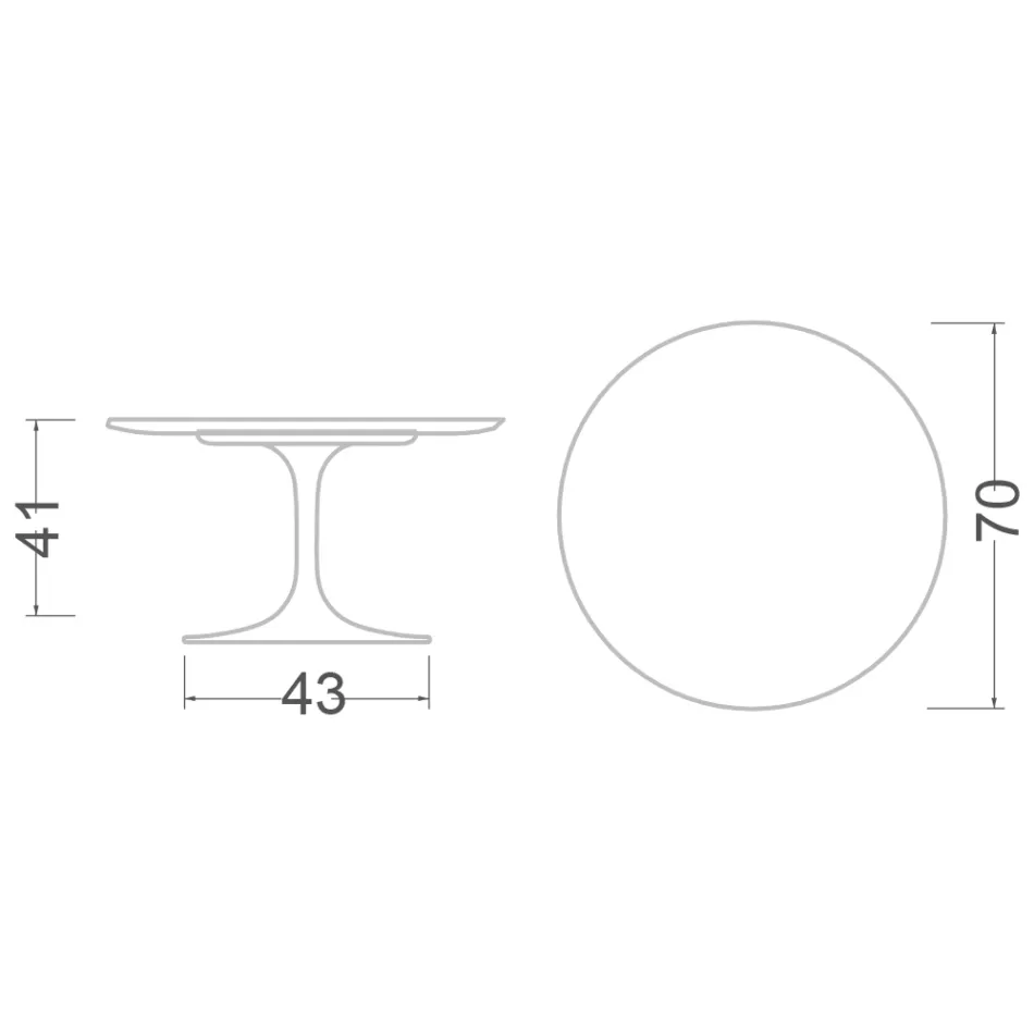 Mesa de centro Tulip de Eero Saarinen, 41 cm de altura, em cerâmica Moonè, fabricada na Itália - cor escarlate Viadurini
