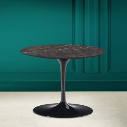 Mesa de Centro Tulipa Eero Saarinen H 41 em Cerâmica Noir Desire Made in Italy - Escarlate Viadurini