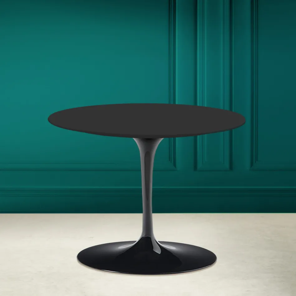 Mesa de Centro Tulipa Eero Saarinen H 41 em Noir Soft Ceramic Made in Italy - Escarlate Viadurini