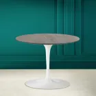 Mesa de Centro Tulipa Eero Saarinen H 41 em Pedra Cinza Cerâmica Made in Italy - Escarlate Viadurini