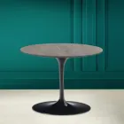 Mesa de Centro Tulipa Eero Saarinen H 41 em Pedra Cinza Cerâmica Made in Italy - Escarlate Viadurini