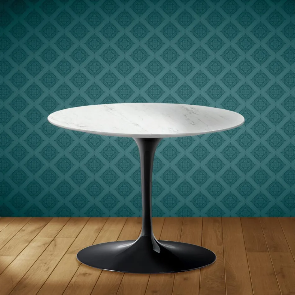 Mesa de centro Tulip de Eero Saarinen, 41 cm de altura, em cerâmica Salina, fabricada na Itália - cor escarlate Viadurini