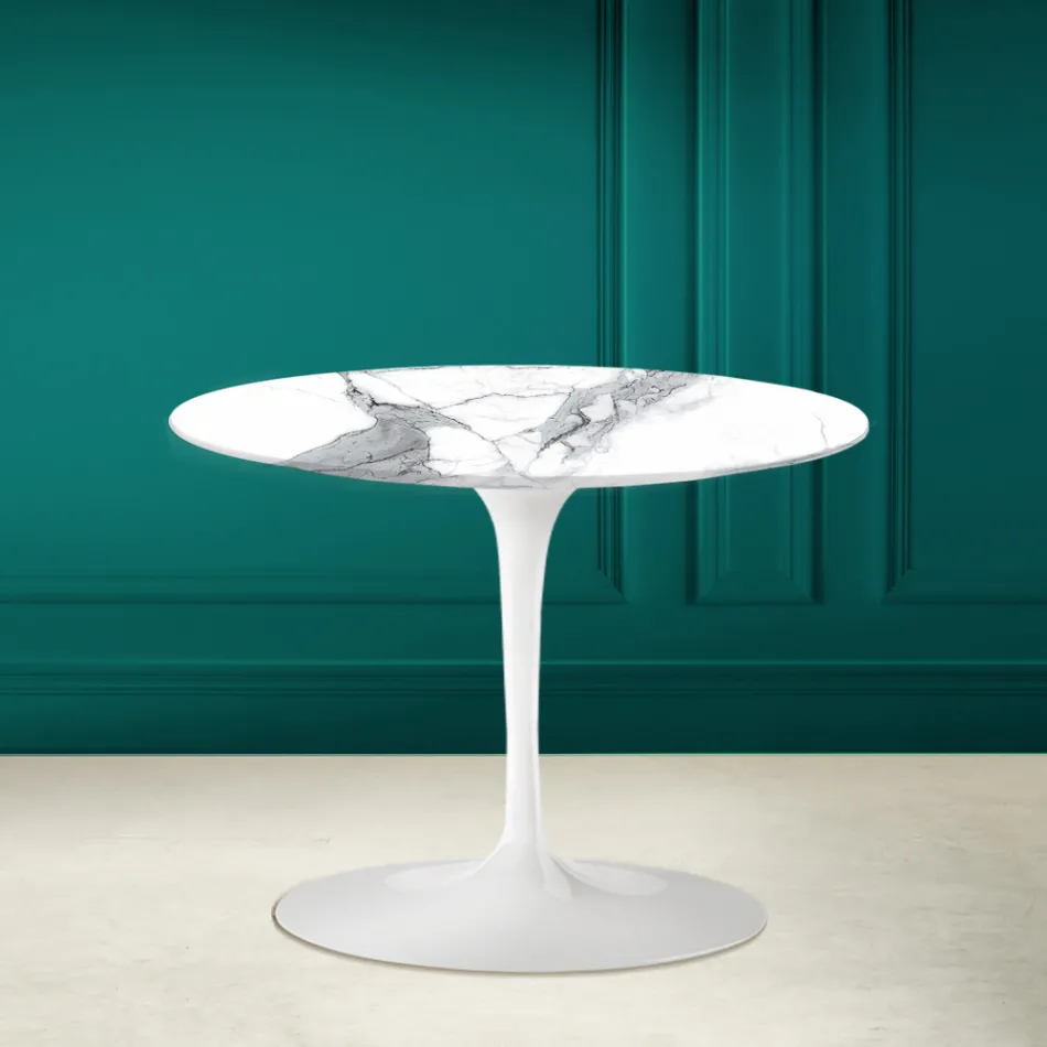 Mesa de Centro Tulipa Eero Saarinen H 41 em Statuario Altissimo Made in Italy - Escarlate Viadurini