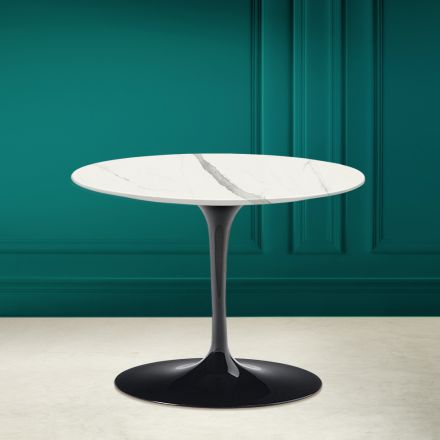 Mesa de Centro Tulipa Eero Saarinen H 41 em Cerâmica Estatuária Veia Cheia Made in Italy - Escarlate Viadurini