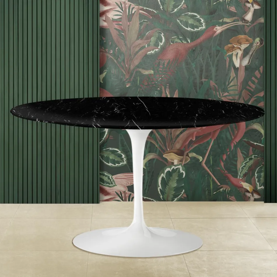 Mesa de centro Tulipa Eero Saarinen H 41 em mármore preto Marquinia fabricado na Itália - Escarlate Viadurini