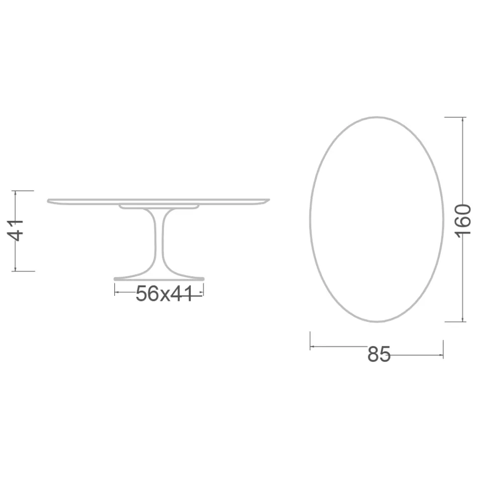 Mesa de Centro Tulipa Eero Saarinen H 41 Oval com Tampo Laminado Líquido Branco - Escarlate Viadurini