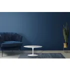 Mesa de Centro Tulipa Eero Saarinen H 41 Oval com Branco Líquido Laminado - Tampo Escarlate Viadurini