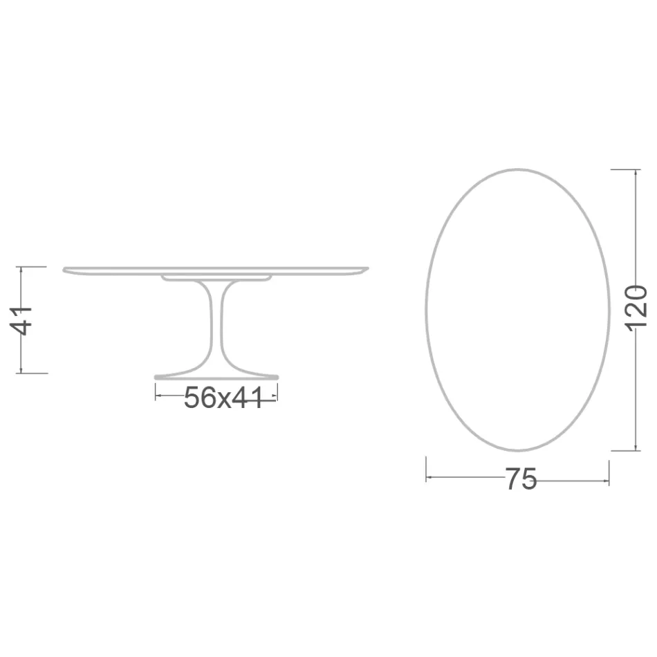 Mesa de Centro Tulipa Eero Saarinen H 41 Oval com Laminado Líquido Preto - Tampo Escarlate Viadurini