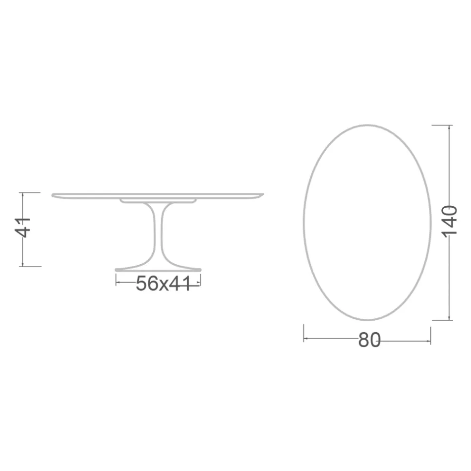 Mesa de Centro Tulipa Eero Saarinen H 41 Oval com Laminado Líquido Preto - Tampo Escarlate Viadurini