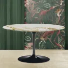 Mesa de centro Tulipa Eero Saarinen H 41 Oval com tampo de mármore Caracatta Gold Viadurini
