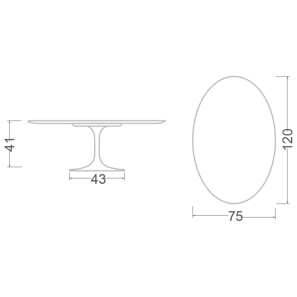 Mesa de centro oval Tulipa Eero Saarinen H 41 com tampo de mármore verde Alpi fabricado na Itália - Escarlate Viadurini