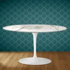 Mesa de centro oval Tulip H 41 de Eero Saarinen em cerâmica Aura 22, fabricada na Itália - Scarlet Viadurini