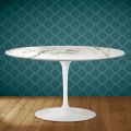 Mesa de centro oval Tulip H 41 de Eero Saarinen em cerâmica Aura 22, fabricada na Itália - Scarlet