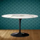 Mesa de centro oval Tulip H 41 de Eero Saarinen em cerâmica Aura 22, fabricada na Itália - Scarlet Viadurini