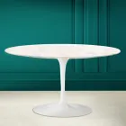 Eero Saarinen H 41 Mesa de Centro Tulipa Oval em Cerâmica Diamond Cream Made in Italy - Escarlate Viadurini