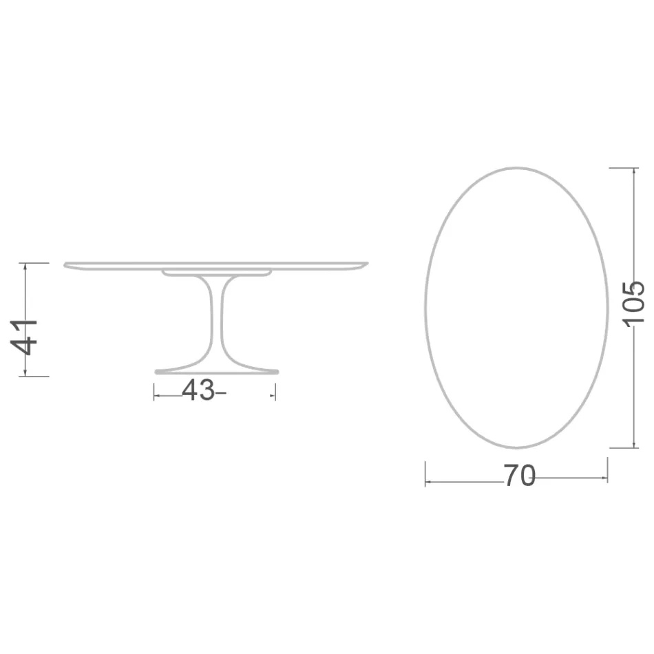 Eero Saarinen H 41 Mesa de Centro Tulipa Oval em Cerâmica Diamond Cream Made in Italy - Escarlate Viadurini