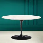 Eero Saarinen H 41 Mesa de Centro Tulipa Oval em Cerâmica Diamond Cream Made in Italy - Escarlate Viadurini