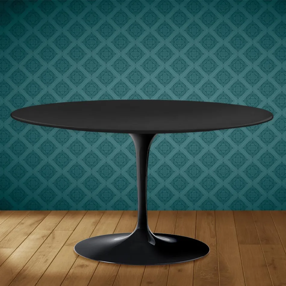 Mesa de centro Tulip de Eero Saarinen, oval, 41 cm de altura, em cerâmica Domoos, fabricada na Itália - cor escarlate Viadurini