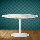 Mesa de centro Tulipa de Eero Saarinen, oval, 41 cm de altura, em cerâmica brilhante, fabricada na Itália - cor escarlate Viadurini