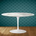 Mesa de centro Tulipa de Eero Saarinen, oval, 41 cm de altura, em cerâmica brilhante, fabricada na Itália - cor escarlate