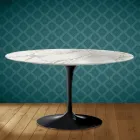 Mesa de centro Tulipa de Eero Saarinen, oval, 41 cm de altura, em cerâmica brilhante, fabricada na Itália - cor escarlate Viadurini
