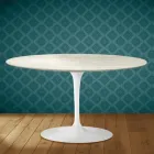 Mesa de centro Tulipa de Eero Saarinen, oval, 41 cm de altura, em cerâmica Marmorio, fabricada na Itália - cor escarlate Viadurini