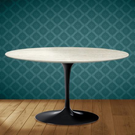 Mesa de centro Tulipa de Eero Saarinen, oval, 41 cm de altura, em cerâmica Marmorio, fabricada na Itália - cor escarlate Viadurini