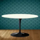 Mesa de centro Tulip de Eero Saarinen, oval, 41 cm de altura, em cerâmica Moonè, fabricada na Itália - cor escarlate Viadurini