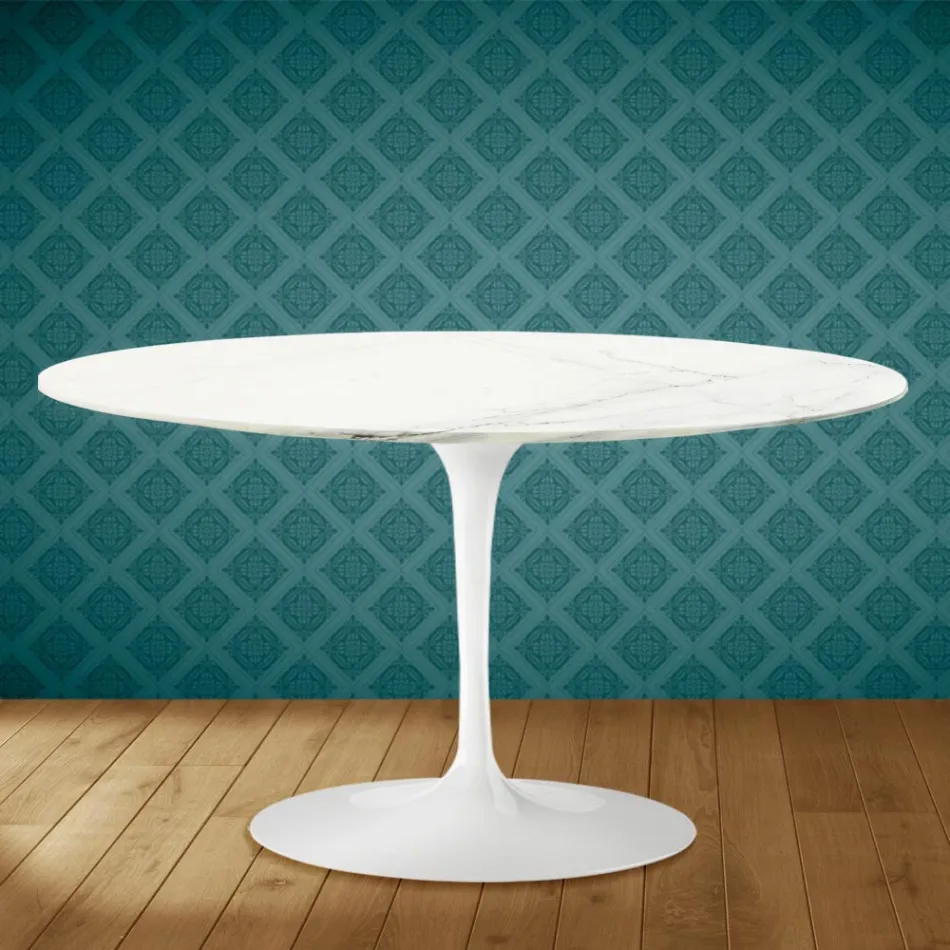 Mesa de Centro Tulipa Eero Saarinen H 41 Oval em Rem Ceramic Made in Italy - Escarlate Viadurini
