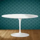 Mesa de centro Tulipa de Eero Saarinen, oval, 41 cm de altura, em cerâmica Salina, fabricada na Itália - cor escarlate Viadurini