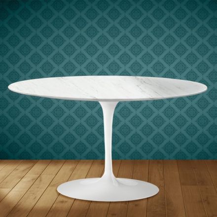 Mesa de centro Tulipa de Eero Saarinen, oval, 41 cm de altura, em cerâmica Salina, fabricada na Itália - cor escarlate Viadurini