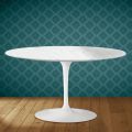 Mesa de centro Tulipa de Eero Saarinen, oval, 41 cm de altura, em cerâmica Salina, fabricada na Itália - cor escarlate