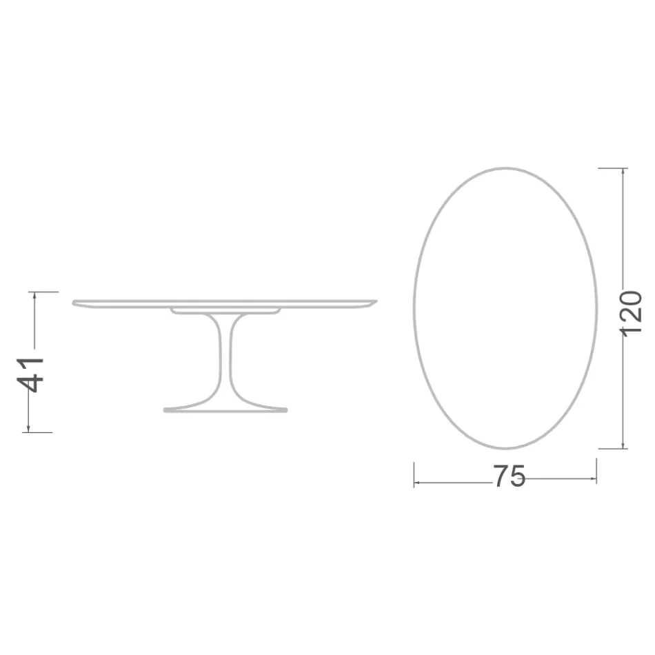 Mesa de centro Tulipa de Eero Saarinen, oval, 41 cm de altura, em cerâmica Salina, fabricada na Itália - cor escarlate Viadurini