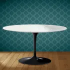 Mesa de centro Tulipa de Eero Saarinen, oval, 41 cm de altura, em cerâmica Salina, fabricada na Itália - cor escarlate Viadurini