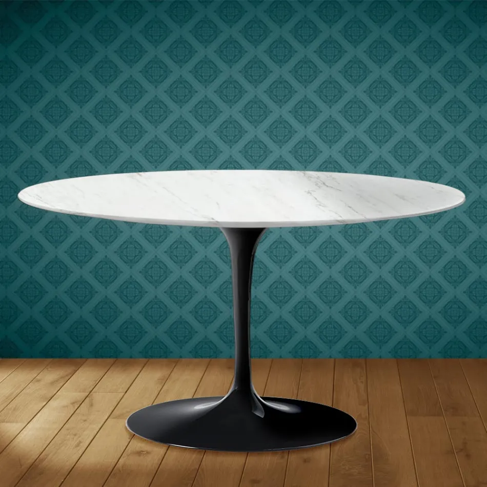 Mesa de centro Tulipa de Eero Saarinen, oval, 41 cm de altura, em cerâmica Salina, fabricada na Itália - cor escarlate Viadurini