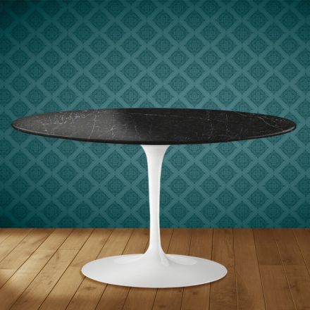 Mesa de centro oval Tulip H 41 de Eero Saarinen em cerâmica Somnia, fabricada na Itália - Scarlet Viadurini