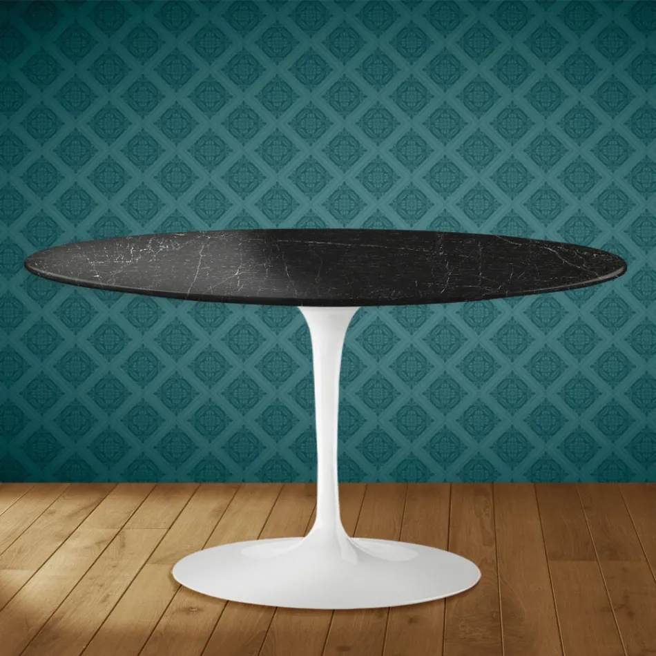 Mesa de centro oval Tulip H 41 de Eero Saarinen em cerâmica Somnia, fabricada na Itália - Scarlet Viadurini